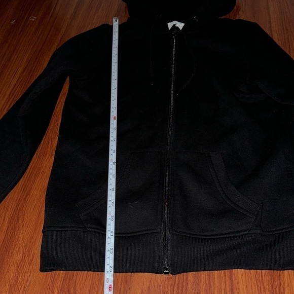 Primark black jacket fleece hoodie with black zip and drawing size XXS - Picture 3 of 7